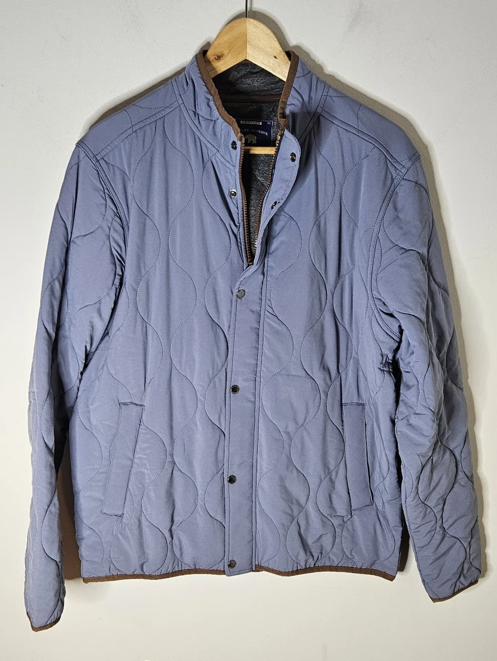 Onward Reserve Candler Quilted Coat Permaloft Blue Gray Zipper Snap Men's S